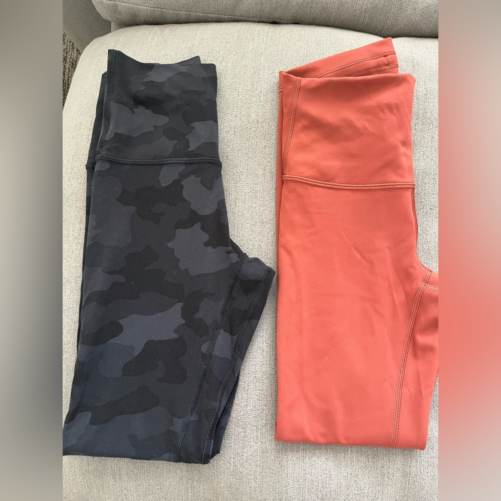 Lululemon Leggings Align Camo Wunder Tight High Rise Size 2 Burt Orange